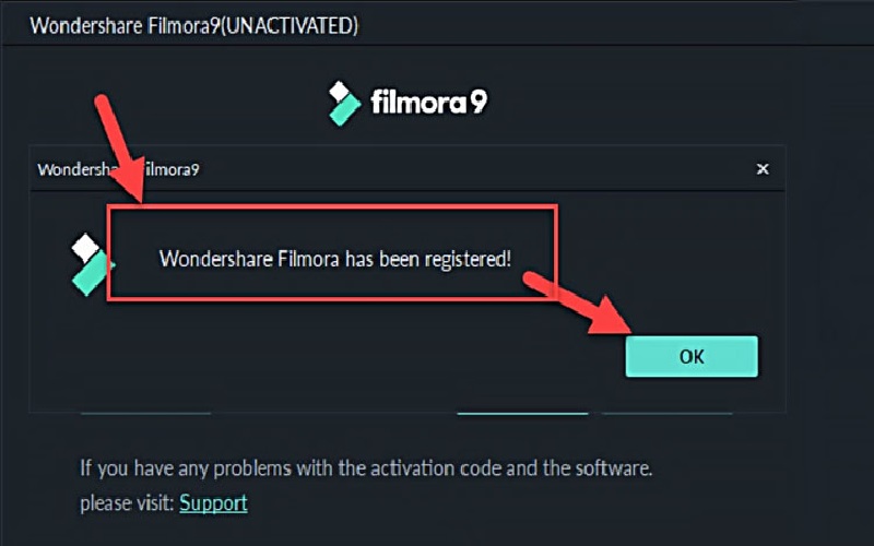 kích hoạt thành công Filmora 9