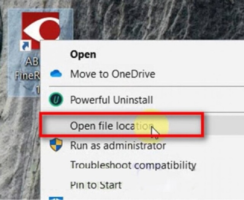 chọn Open file location