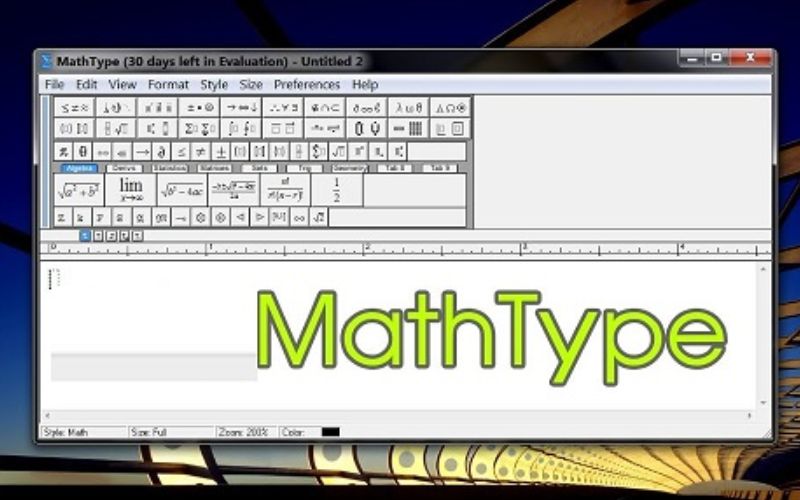 mở MathType lên và bắt đầu sử dụng