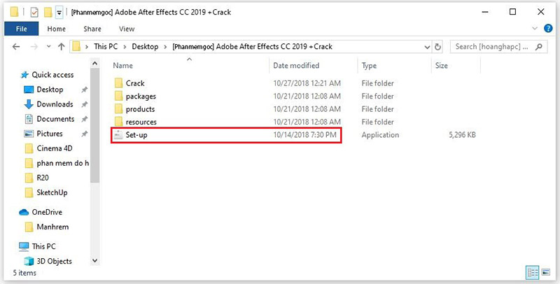 tiến hành chạy file setup.exe