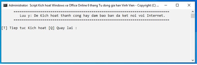 nhấn phím T để tiếp tục