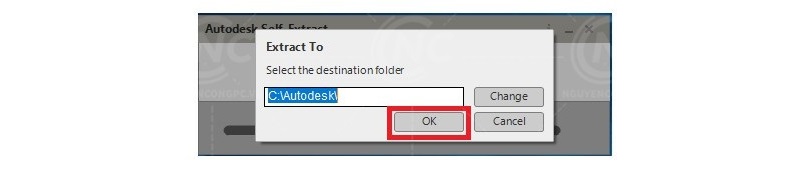 giải nén file và nhấn nút OK
