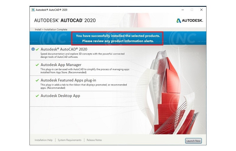 phần mềm autocad 2020 cài đăth thành công
