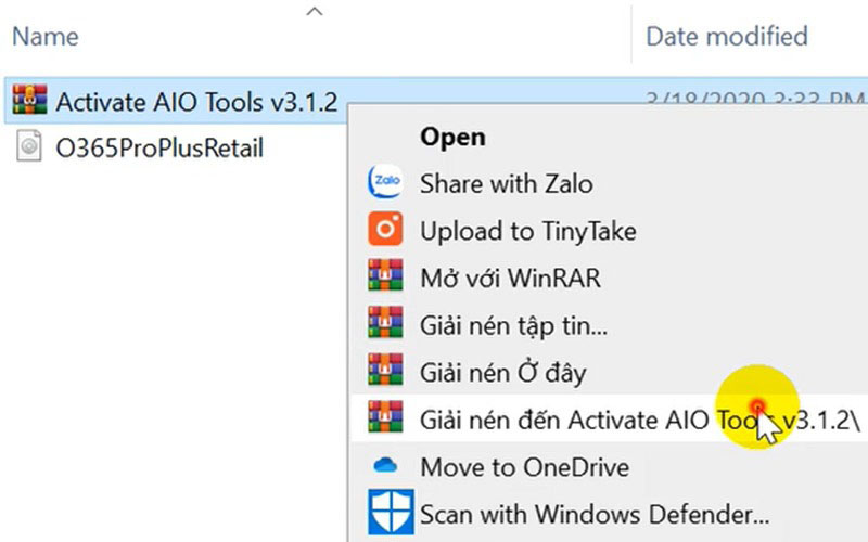 giải nén file AIO Tools bằng winrar