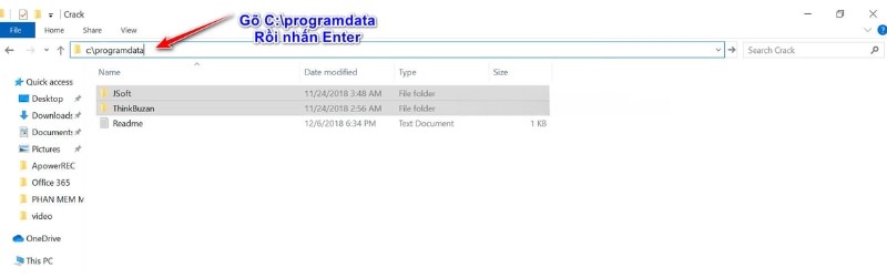 mở thư mục C:\ProgramData