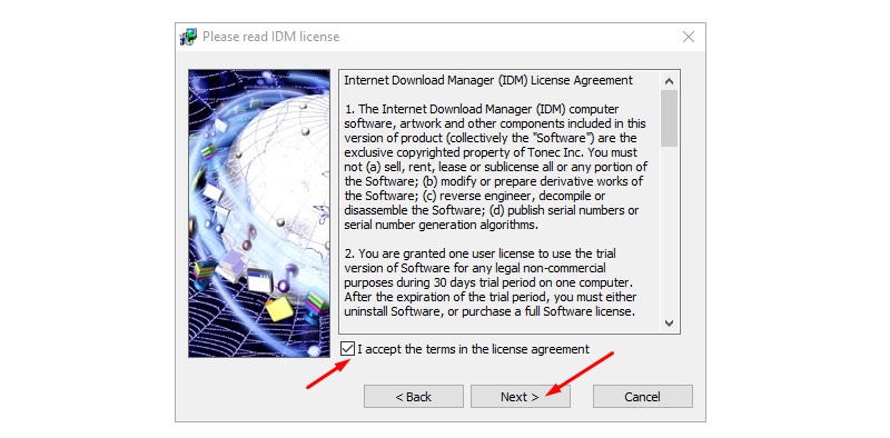 I accept the terms in the license agreement