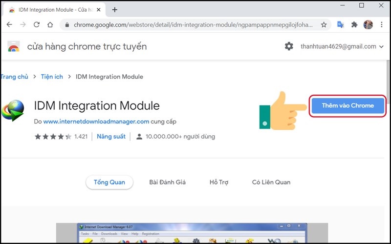 thêm idm vào trình duyệt