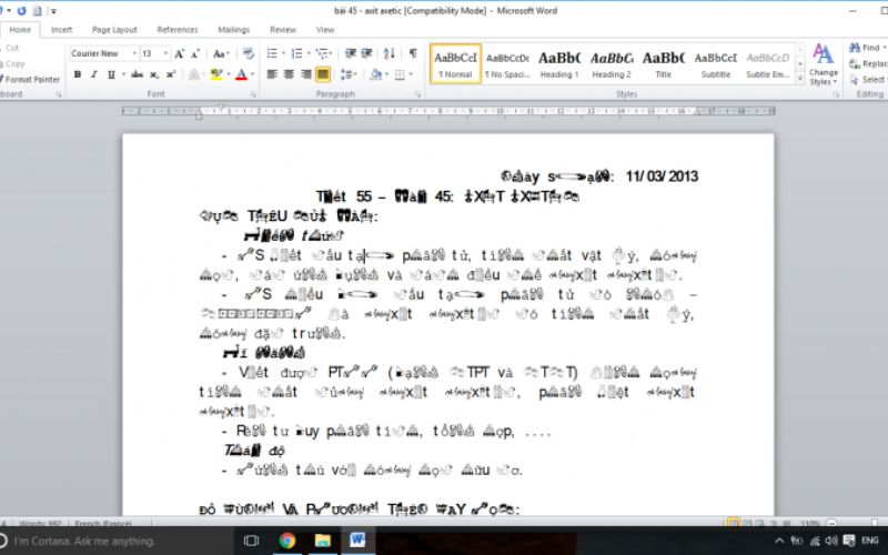 lỗi chuyển đổi file word giữa các phiên bản