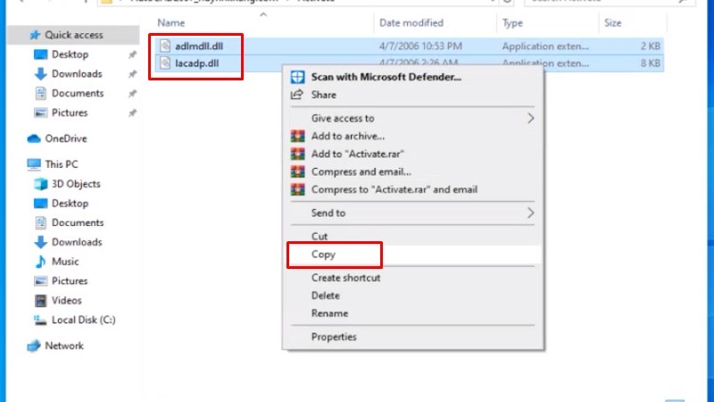 copy 2 file ở thư mục kích hoạt