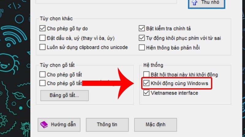 thiết lập UniKey khởi động cùng máy tính