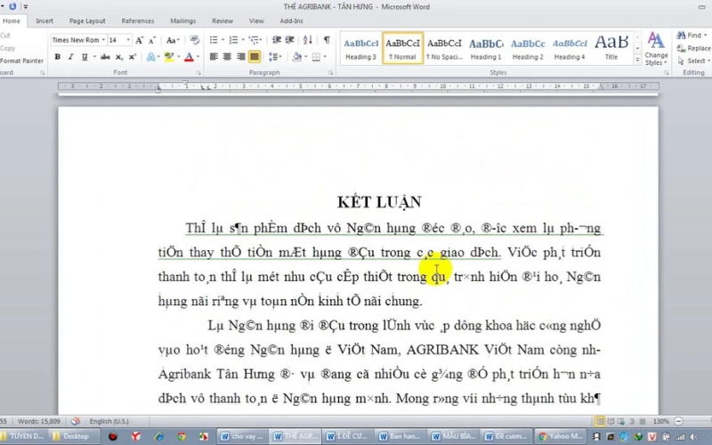 dấu hiệu nhận biết font chữ trong word bị lỗi
