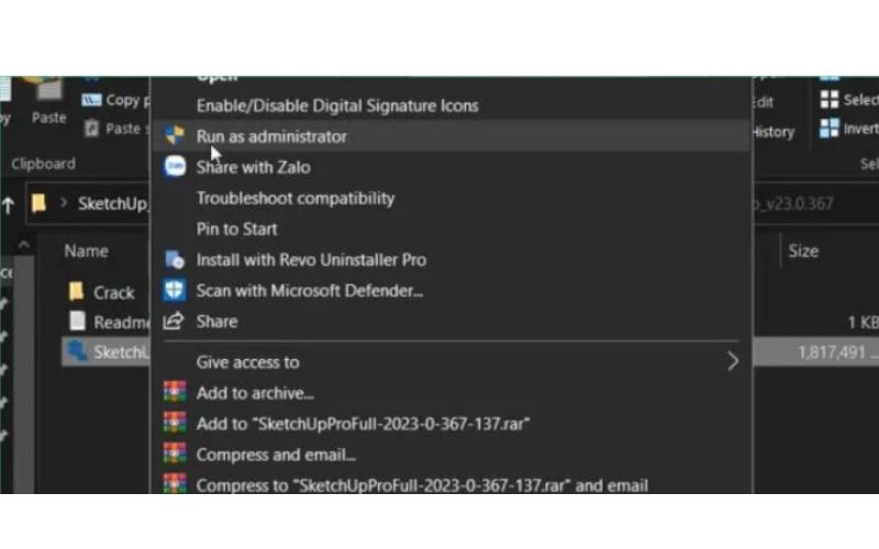 chạy file setup