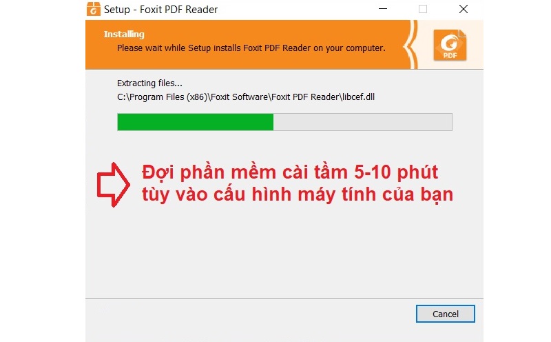 đợi máy tính cài đặt