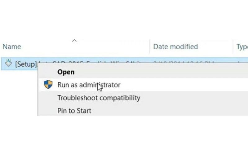 chạy file Setup