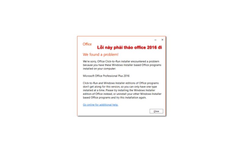 gỡ cài đặt Office 2016 nếu gặp lỗi