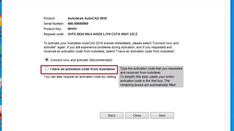 tích chọn I have an activation code